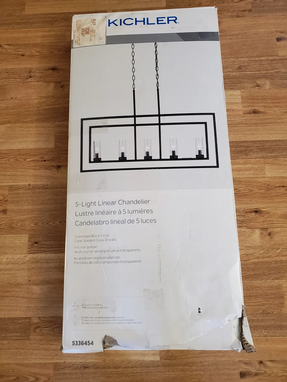 Kichler Brand New Black Rectangular 5-Light Linear Chandelier
